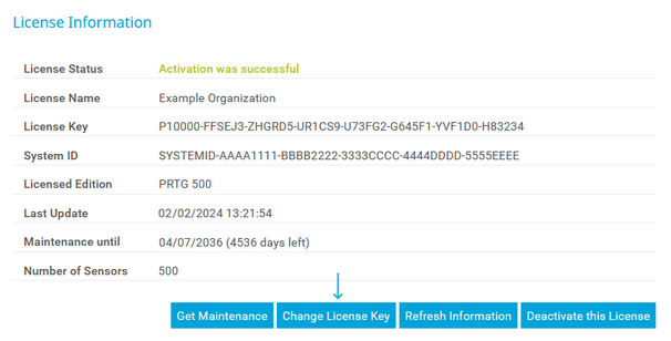 Update Your License: Click Change License Key