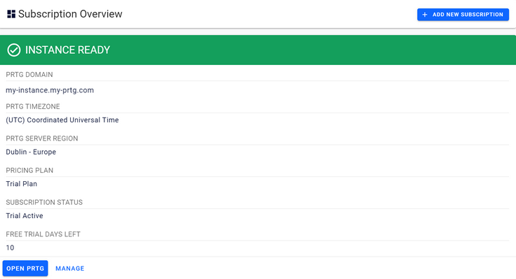 PRTG Hosted Monitor Instance Ready