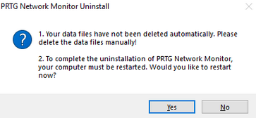 Uninstall PRTG Network Monitor Step 3