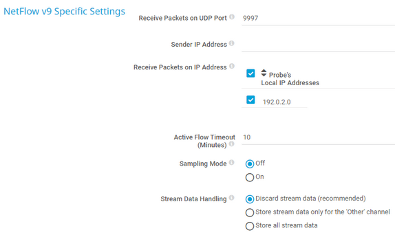 NetFlow v9 Specific Settings