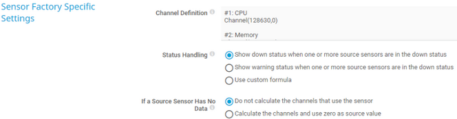 Sensor Factory Specific Settings